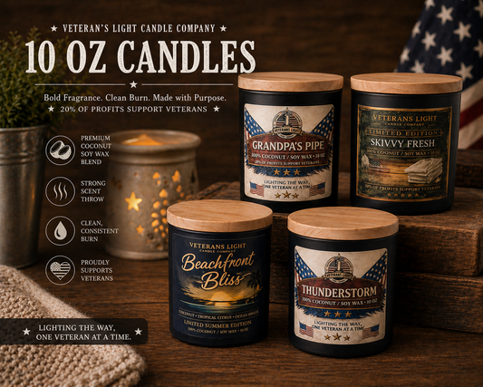 10 oz Hand-Poured Coconut Soy Candles | Veteran's Light Candle Co.